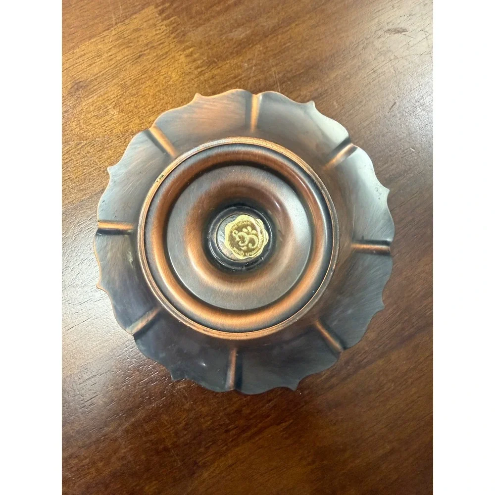 Grita Artisan Copper Pedestal Bowl Scalloped Fluted Metal Decor Dish 6 Inch